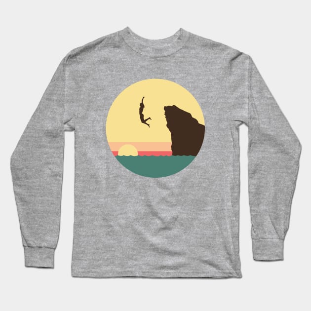 Cliff Jumping Long Sleeve T-Shirt by jeff's stickers